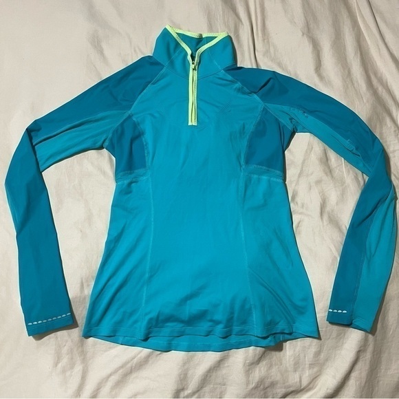 Lululemon Trail Bound 1/2 Zip Blue Tropics Long Sleeve Size 8 - Picture 8 of 13